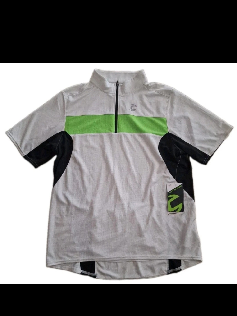 NWT Cannondale Mens Cycling Jersey Large L White Green Black 1/4 Zip Bike New